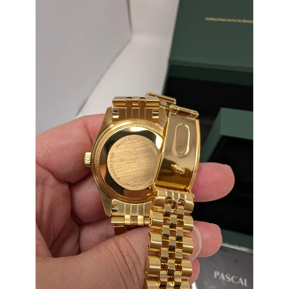PASCAL Timeless Classic Diamond Gold Tone Watch 31mm Lab Grown Diamonds